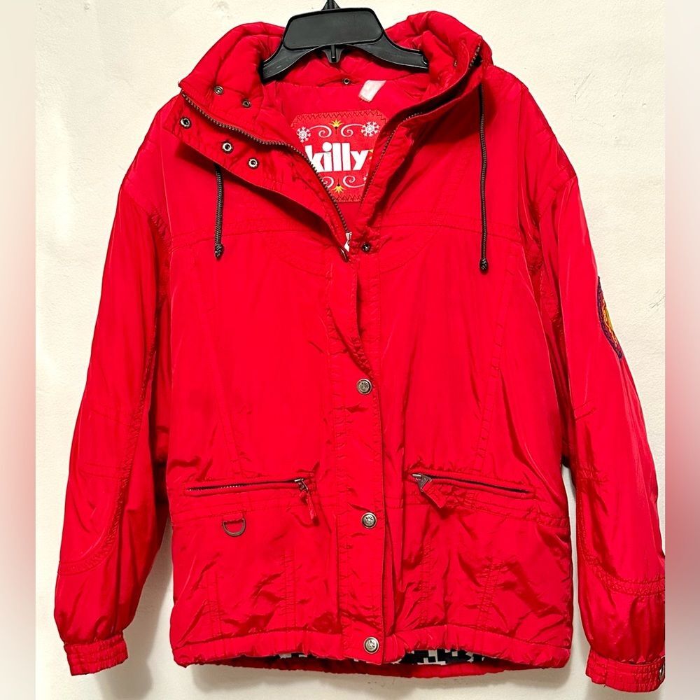 Vintage Killy Ski Snowboard Snow Red Full Zip Snap Hood Hooded Jacket Size 4 US